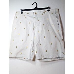 Old Navy Flex Shorts Mens 40 Ultimate Slim Khaki Pineapple Print Built-In Flex
